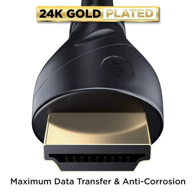 Alt view image 4 of 7 - HDMI Cable Ultra High Speed Gold Plated 4K @ 60Hz, Ultra HD, 1080P & ARC Compatible with Laptop, Gaming PC, Monitor, PS5, PS4, Xbox X, One, Fire TV, Apple TV, ROKU, Soundbar & More (25 Feet)