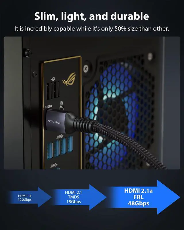Alt view image 6 of 7 - 8K HDMI Cables 48Gbps Ultra High Speed, 10K 8K@60Hz 4K@120Hz 144Hz, HDCP 2.2&2.3 SBTM Dynamic HDR eARC Compatible with Apple TV 4K/Roku TV/PS5/Blu-ray (Grey, 6ft, 2Pack)