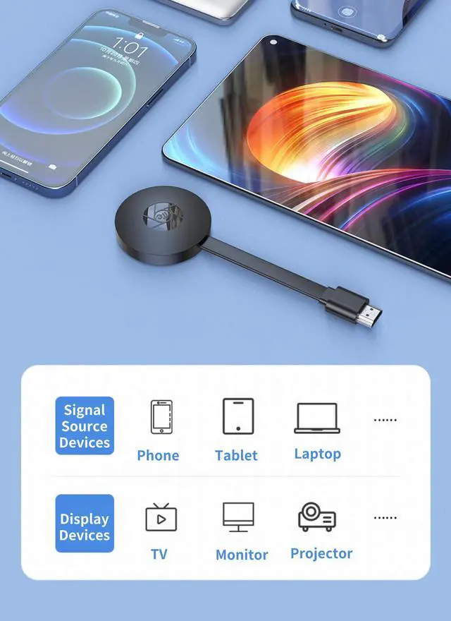 Alt view image 7 of 7 - Wireless HDMI Display Adapter, 1080P HDMI Extender, Wireless Display Adapter, Stream from Laptop, PC or Smartphone to HDTV Projector, Plug & Play