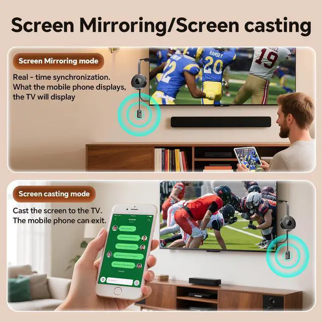 Alt view image 5 of 6 - Wireless HDMI Display Adapter, AirPlay/Miracast/DLNA Screen Mirroring Dongle for i-Phone, Android, Windows & Mac, Stream Video/Audio/Photos from Phone or Laptop to TV/Monitor, No App Required