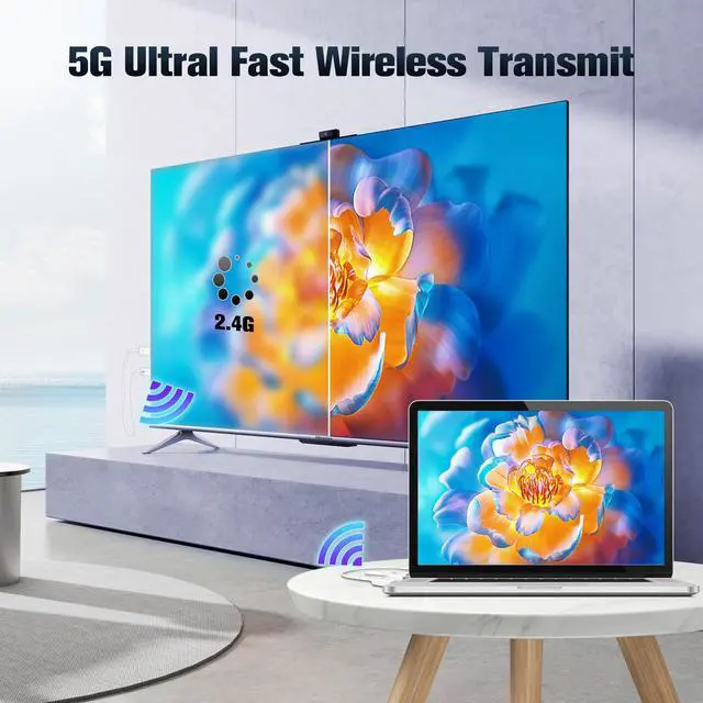 Alt view image 5 of 7 - Hdmi Wireless Transmitter and Receiver Kit, 4K Decode Output Wireless HDMI Extender, 98Ft HDMI Sender Display Adapter Support 2.4/5GHz for Streaming Video/Audio from Laptop/PC to TV/Projector/Monitor