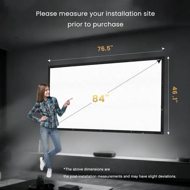 Alt view image 6 of 6 - 84 inch Projector Screen Upgraded- Black Backing, Straight Edges, Foldable, Washable and Wrinkle-Free - for Indoor Home Theater and Outdoor Cinema -White 16:11 by IOLIEO