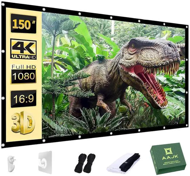 Main image of Outdoor Projector Screen 150 inch, Washable Projector Screen 16:9 Foldable Anti-Crease Portable Projector Movies Screen for Home Theater Outdoor Indoor Support Double Sided Projection