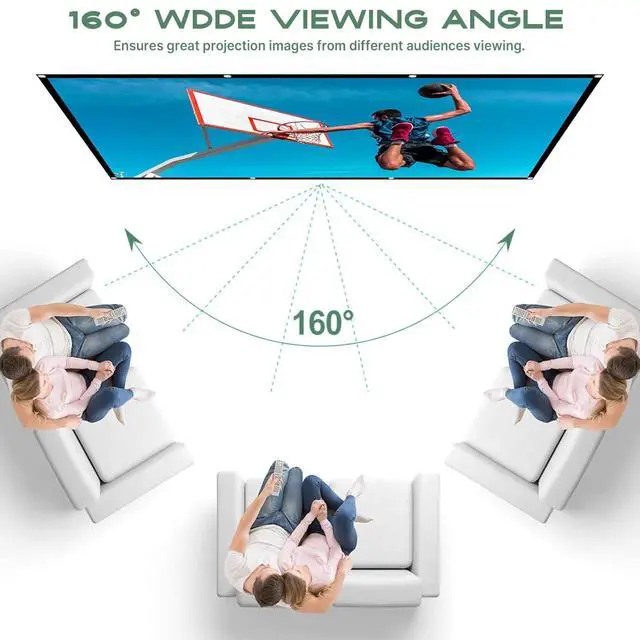 Alt view image 3 of 6 - 80 inch Projector Screen, Washable Projector Screen 16:9 Foldable Anti-Crease Portable Projector Movies Screen for Home Theater Outdoor Indoor Support Double Sided Projection