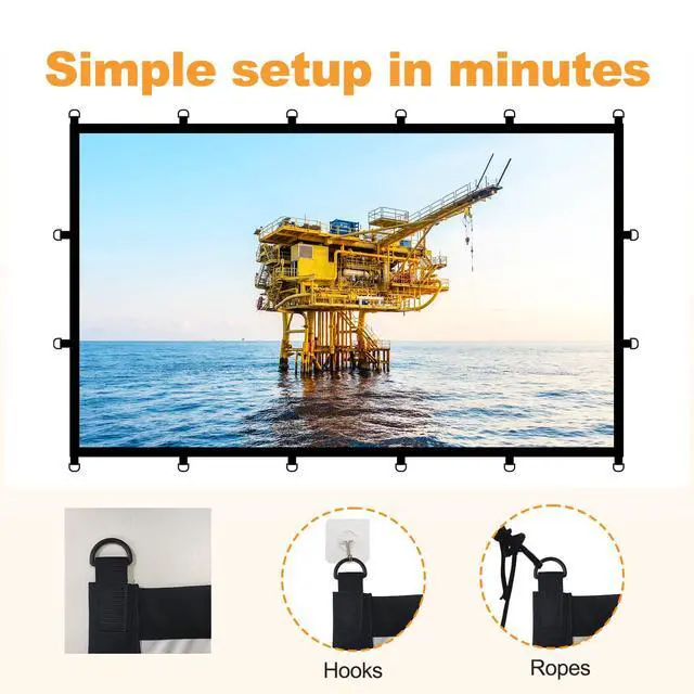 Alt view image 3 of 7 - Outdoor Projector Screen, Washable Movie Screen & Foldable Projection Screen - Ideal for Indoor/Outdoor Home Theater, Camping, Office, 16:9 Aspect Ratio, 4K HD, Projector for Movies On Wall