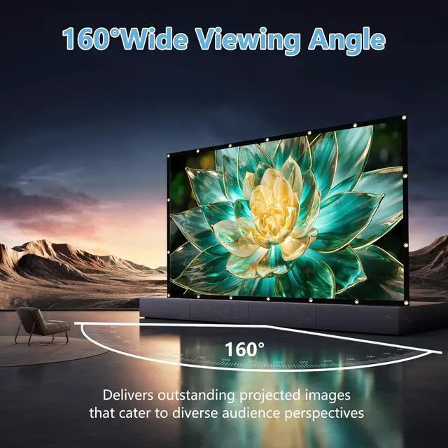 Alt view image 2 of 7 - 120-inch Projection Screen, 16:9 Foldable and Washable Portable 4K Movie Screen, Anti-Wrinkle, Easy-to-Install Outdoor Projection Screen, Suitable for Office, Home Theater, Outdoor and Indoor use.