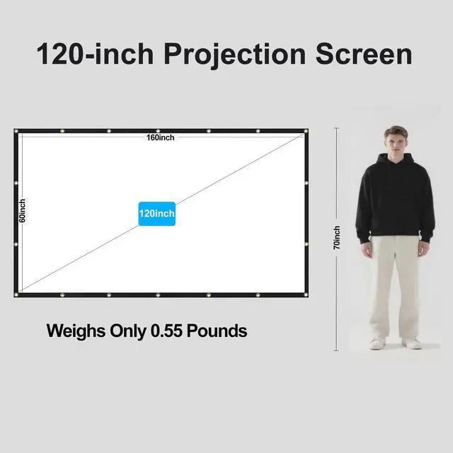 Alt view image 3 of 7 - 120-inch Projection Screen, 16:9 Foldable and Washable Portable 4K Movie Screen, Anti-Wrinkle, Easy-to-Install Outdoor Projection Screen, Suitable for Office, Home Theater, Outdoor and Indoor use.