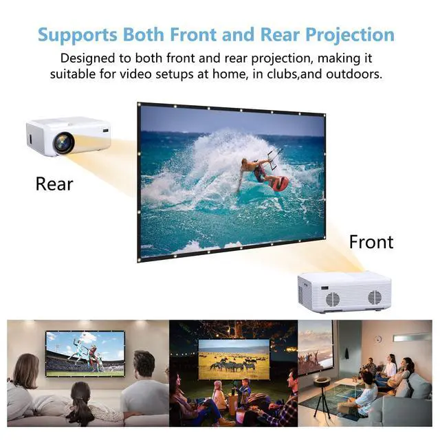 Alt view image 5 of 7 - 120-inch Projection Screen, 16:9 Foldable and Washable Portable 4K Movie Screen, Anti-Wrinkle, Easy-to-Install Outdoor Projection Screen, Suitable for Office, Home Theater, Outdoor and Indoor use.