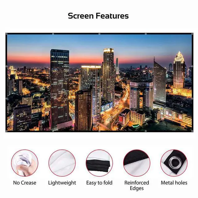 Alt view image 3 of 7 - Projector Screen, 100 inch Movie Projector Screen16:9 Foldable Portable Projector Screens for Home Theater, Outdoor, Indoor Party, Office, Weding