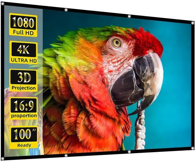 Main image of Projector Screen, 100 inch Movie Projector Screen16:9 Foldable Portable Projector Screens for Home Theater, Outdoor, Indoor Party, Office, Weding