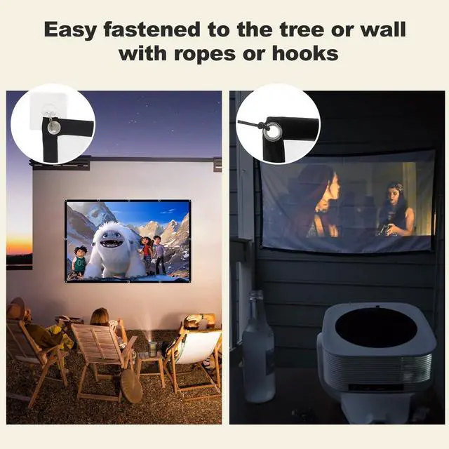 Alt view image 3 of 7 - Foldable 60-inch Projector Screen, 4K 16:9 HD Portable Projection Movie Screen Double-Sided Cinema Screen for Home Theater Backyard Indoor and Outdoor