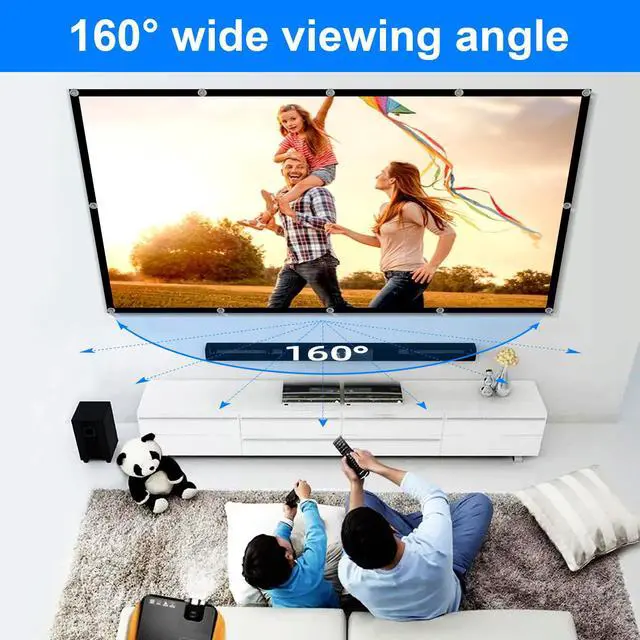 Alt view image 6 of 7 - Projector Screen 84 inch, DUYIKJ Portable Black Backing Blackout Projector Screen Indoor Outdoor 16:9 4K HD Anti-Crease Projection Movies Screen for Home Theater Office Party Classroom