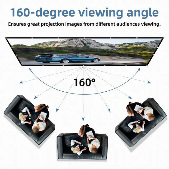 Alt view image 4 of 7 - Projector Screen,4K 16:9 HD Rear Front Projector Screen Foldable Projection Screen Double-Sided Portable Outdoor Indoor Projector Screens Small for Movie Home Theater (60 inches)