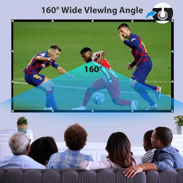 Alt view image 4 of 7 - 100 inch Projector Screen, Foldable Anti-Crease Movie Screen, 1.1 Gain HD 4K Polyester Fabric, Portable Dual Sided Projection 16:9 for Home Theater Camping Backyard & Outdoor Use