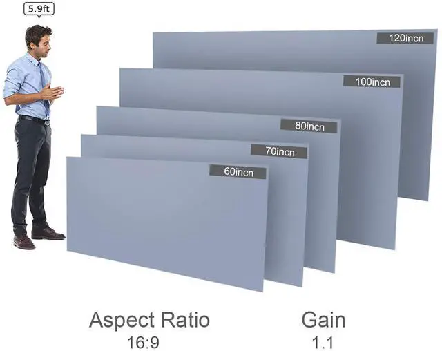 Alt view image 4 of 7 - 80-inch Portable Projector Screen HD 16:9 Frameless Video Projection Screen Foldable Wall Mounted for Home Theater Office Movies