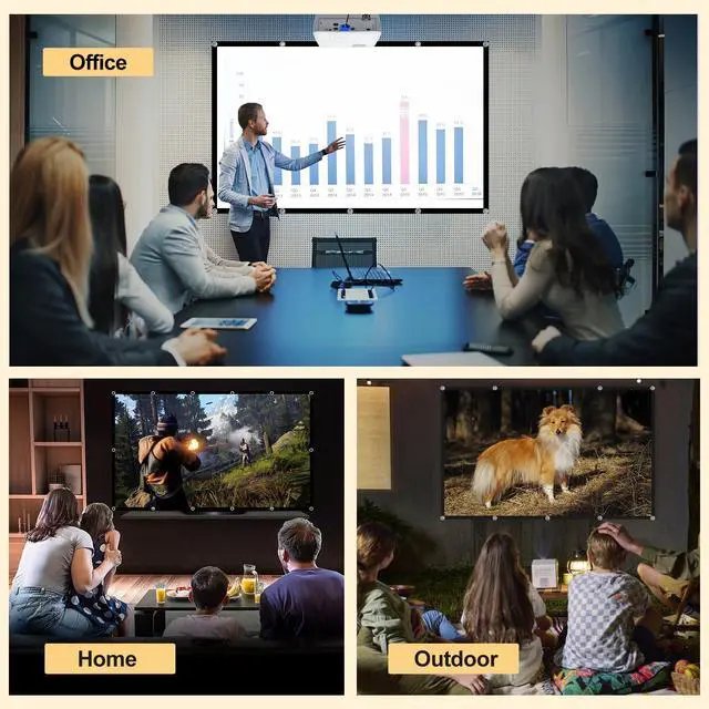 Alt view image 6 of 7 - Foldable 120-inch Projector Screen,4k 16:9 Anti-Crease Portable Washable Projector Backing Black Absorbs Light Movies Screens for Home Theater Backyard Indoor and Outdoor Camping