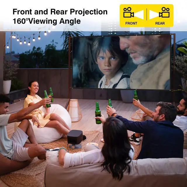 Alt view image 2 of 6 - Projector Screen - 100 inch Projector Screen 16:9 4K HD Foldable Portable Projector Movies Screen for Home Theater Outdoor Indoor Projection Screen,Support Double Sided Projection,Enioy Movie Nights