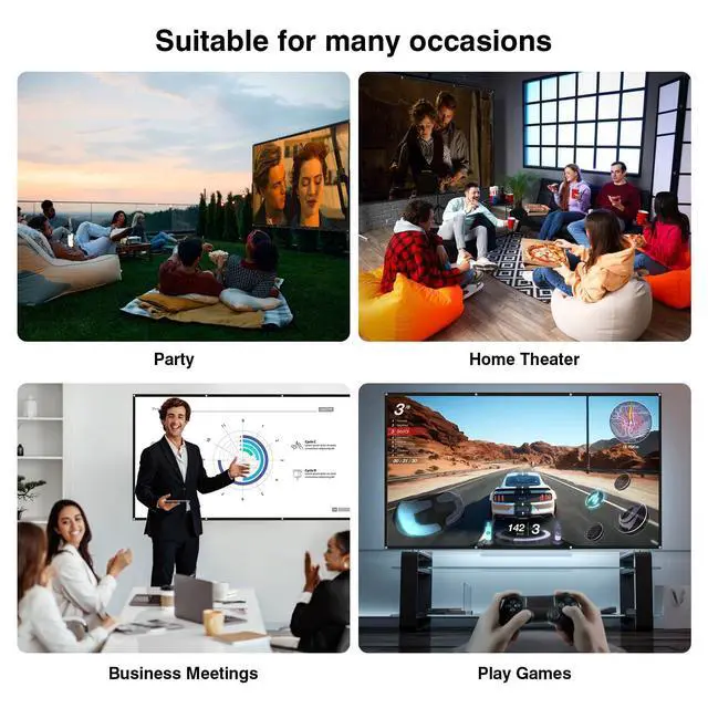 Alt view image 3 of 6 - Projector Screen - 100 inch Projector Screen 16:9 4K HD Foldable Portable Projector Movies Screen for Home Theater Outdoor Indoor Projection Screen,Support Double Sided Projection,Enioy Movie Nights