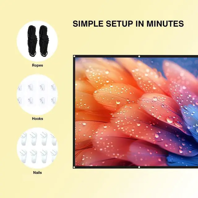 Alt view image 5 of 6 - Projector Screen - 100 inch Projector Screen 16:9 4K HD Foldable Portable Projector Movies Screen for Home Theater Outdoor Indoor Projection Screen,Support Double Sided Projection,Enioy Movie Nights