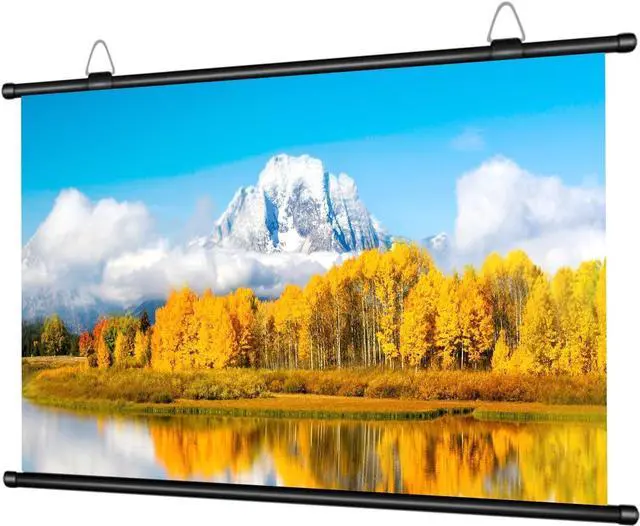 Main image of 110 inch Projector Screen, Portable Movie Projector Screen for Outdoor Indoor with 3 pcs Adhesive Hook, 4K Hanging Projection Screen for Room Wall, No Drilling, Anti-Glare Coating, 16:9 HD