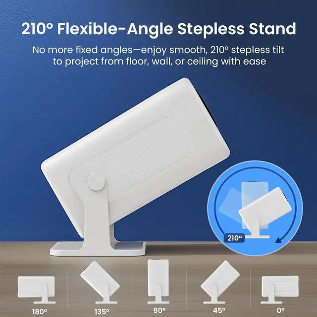 Alt view image 7 of 7 - Mini Projector Native 1080P, Portable Outdoor Movie Projector with WiFi and Bluetooth, 4K Supported, Compatible with Smartphone, HDMI, USB, TV Stick, PS5 for Home Theater, Bedroom, Outdoor Use