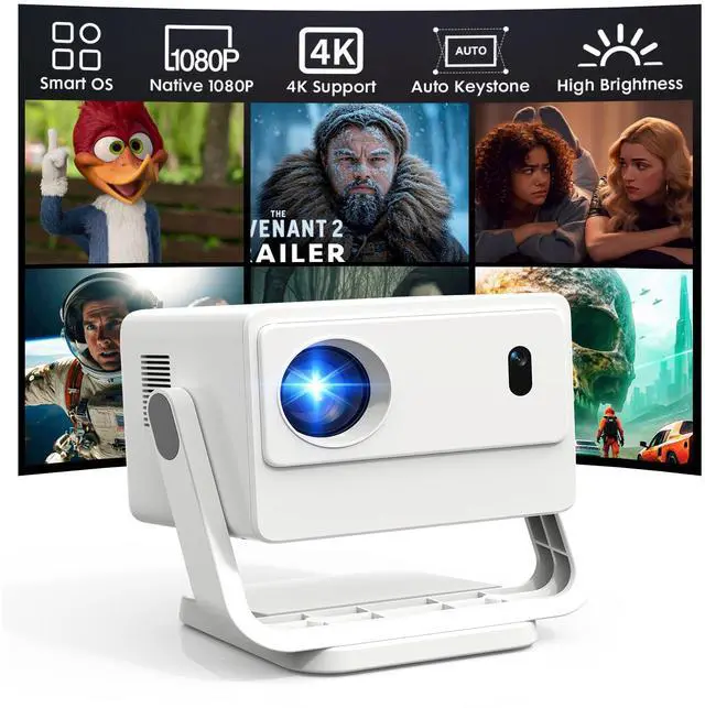 Main image of Built-in Apps & Native 1080PSmart Mini Projector with WiFi and Bluetooth, 4K Outdoor Movie Projector with Electric Focus & Auto Keystone, YINCODI Portable Proyector for Bedroom/Home/Celling