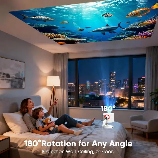 Alt view image 4 of 7 - Built-in Apps & Native 1080PSmart Mini Projector with WiFi and Bluetooth, 4K Outdoor Movie Projector with Electric Focus & Auto Keystone, YINCODI Portable Proyector for Bedroom/Home/Celling