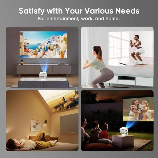 Alt view image 7 of 7 - Built-in Apps & Native 1080PSmart Mini Projector with WiFi and Bluetooth, 4K Outdoor Movie Projector with Electric Focus & Auto Keystone, YINCODI Portable Proyector for Bedroom/Home/Celling