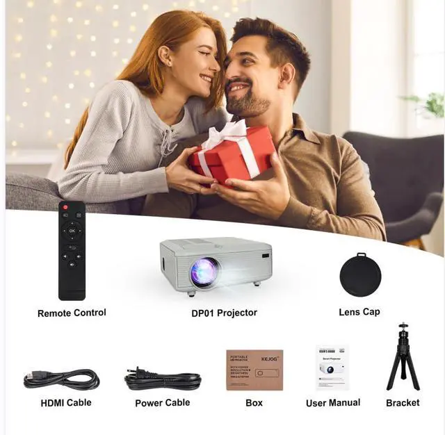 Alt view image 7 of 7 - Mini Bluetooth Projector(Phone HDMI Cable Included), Portable Outdoor Projector, Native 1080P Projector, Compatible 4K, Supports Android/iPhone/TV Stick/Laptop/PS5/HDMI/USB, Indoor and outdoor use