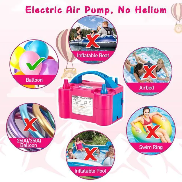 Alt view image 3 of 7 - Electric Air Balloon Pump, 110V 600W Rose Red Portable Dual Nozzle Inflator/Blower for Party Decoration