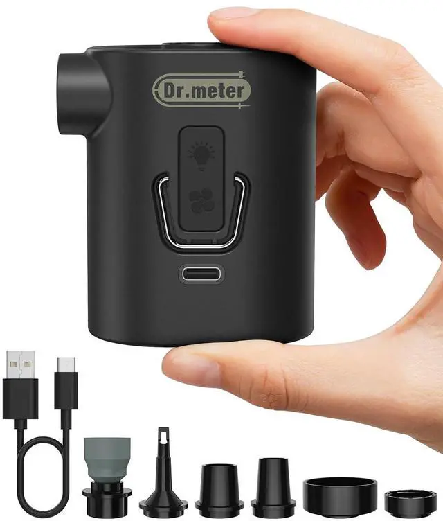 Main image of Air Pump for Inflatables, 3600mAh Rechargeable Air Mattress Pump with Camping Light 4.8kPa Fast Inflate Deflate Portable Mini Air Pump for Sleeping Pad, Swimming Ring, Pool Float, Vacuum Bags