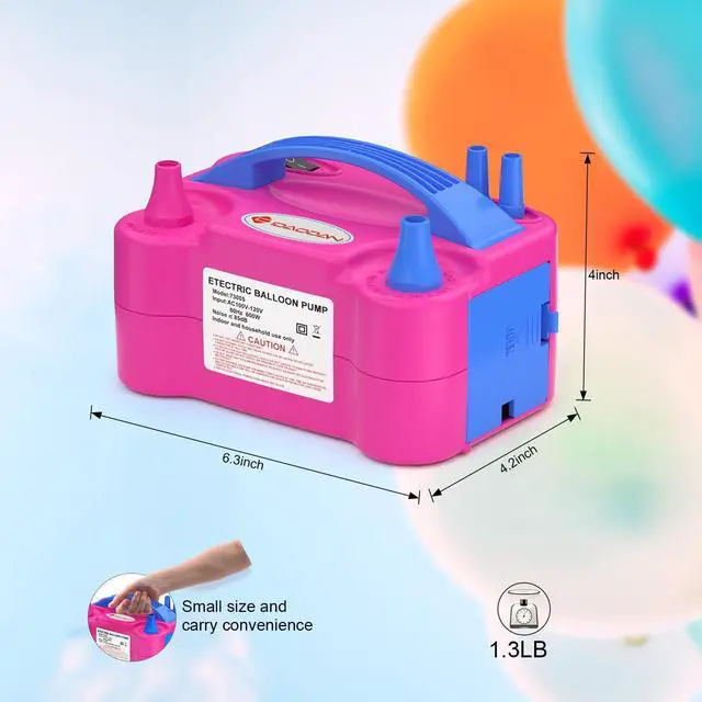 Alt view image 5 of 7 - Electric Balloon Pump, Portable Electric Balloon Blower Machine Inflator Air Pump Dual Nozzle 110V 600W for Party Decorations