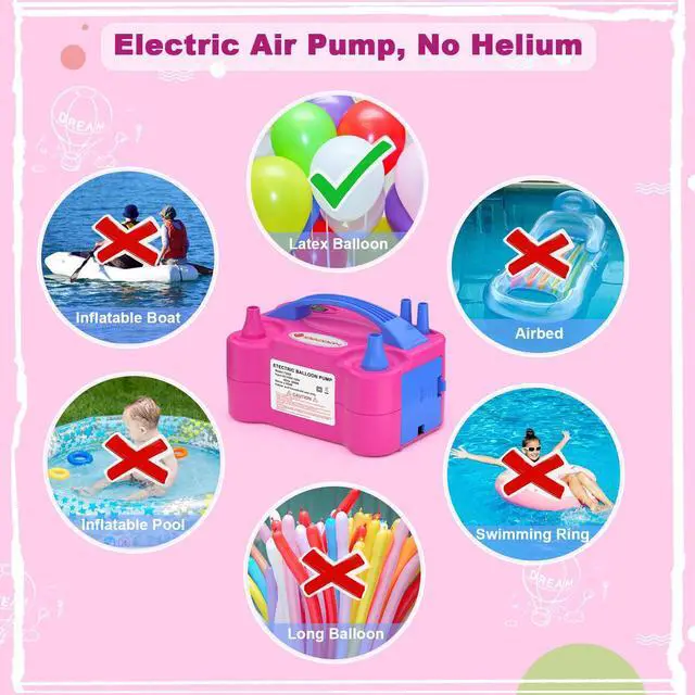 Alt view image 6 of 7 - Electric Balloon Pump, Portable Electric Balloon Blower Machine Inflator Air Pump Dual Nozzle 110V 600W for Party Decorations