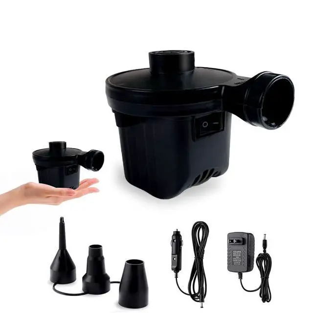 Main image of Electric Air Pump,Portable Quick-Fill Air Pump, Air Mattress Pump with 3 Nozzles for Inflatable Boat, Air Mattress Beds,Swimming Ring.Compatible with Home and car Adapter by Inscool (110V AC/12V DC)