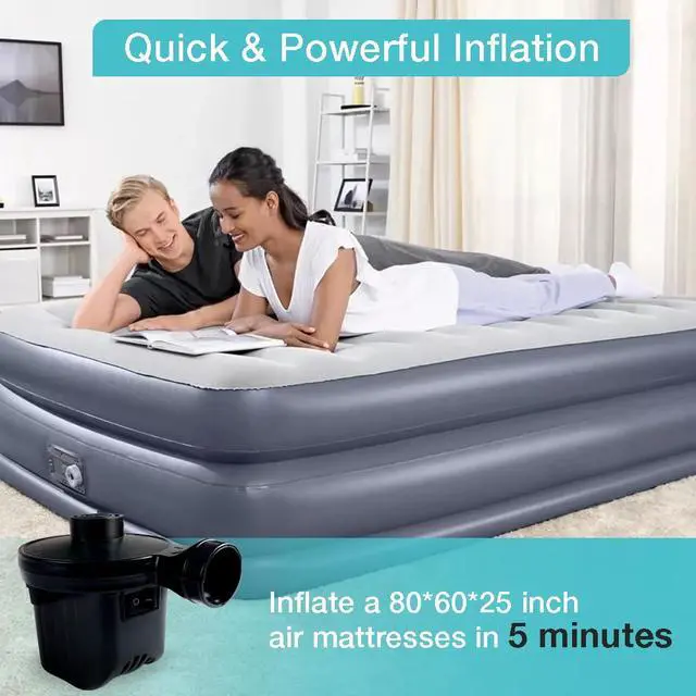 Alt view image 4 of 7 - Electric Air Pump,Portable Quick-Fill Air Pump, Air Mattress Pump with 3 Nozzles for Inflatable Boat, Air Mattress Beds,Swimming Ring.Compatible with Home and car Adapter by Inscool (110V AC/12V DC)