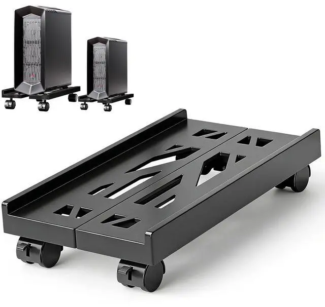 Main image of Pc Stand for Floor, Adjustable Computer Tower Stand for Carpet,Mobile CPU Stand with 4 Rolling Caster Wheels, PC Tower Stand Fits Most PC Under Desk-D-Black