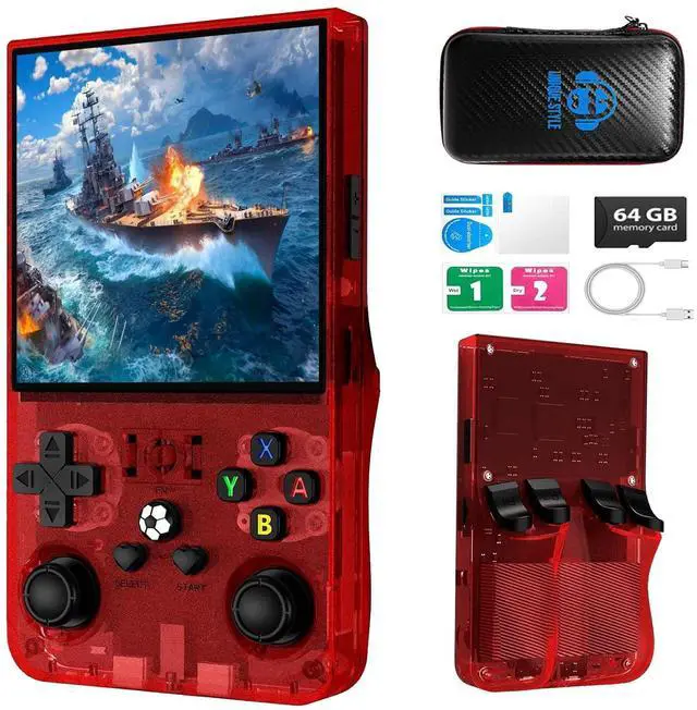 Main image of R36max Retro Handheld Game Console,64gb Memory,4000mah Battery, 18000 Pre-Installed Games ,4.0-Inch IPS Hd Screen Portable Retro Gaming Console,Suitable for Travel and Home Use (Red) (Red, 64, GB)