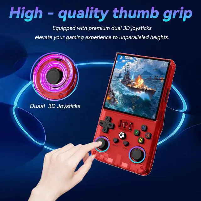Alt view image 4 of 7 - R36max Retro Handheld Game Console,64gb Memory,4000mah Battery, 18000 Pre-Installed Games ,4.0-Inch IPS Hd Screen Portable Retro Gaming Console,Suitable for Travel and Home Use (Red) (Red, 64, GB)