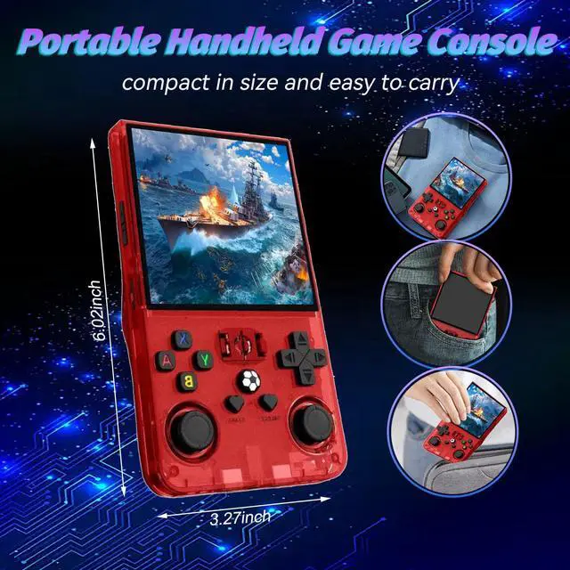 Alt view image 6 of 7 - R36max Retro Handheld Game Console,64gb Memory,4000mah Battery, 18000 Pre-Installed Games ,4.0-Inch IPS Hd Screen Portable Retro Gaming Console,Suitable for Travel and Home Use (Red) (Red, 64, GB)