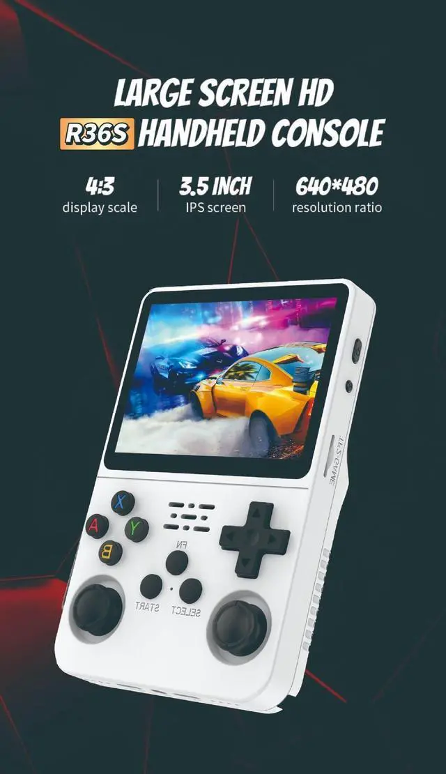 Alt view image 2 of 5 - R36S Retro Handheld Game Console 128GB 20,000+ Games, 3.5 HD IPS Screen, Portable Arcade Gaming System, 4000mAh Battery, Dual Joystick, Expandable Storage Retro Video Game Console (White)