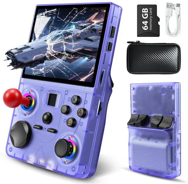 Main image of Retro Handheld Game Console, DC35V Retro Gaming Console 3.5IPS Screen Open Source Linux System Built-In 20000+Classic Games, 20+Emulators, Portable Video Gaming Console with 4000mAh Battery (Purple)