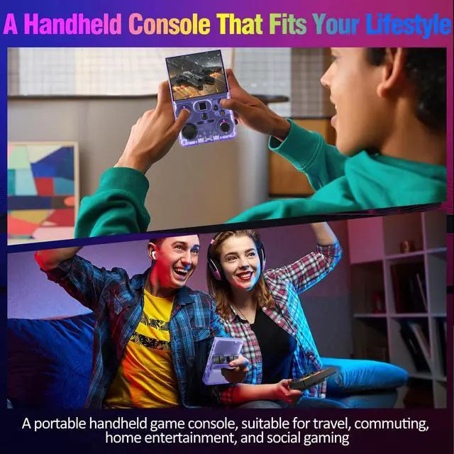 Alt view image 7 of 7 - Retro Handheld Game Console, DC35V Retro Gaming Console 3.5IPS Screen Open Source Linux System Built-In 20000+Classic Games, 20+Emulators, Portable Video Gaming Console with 4000mAh Battery (Purple)