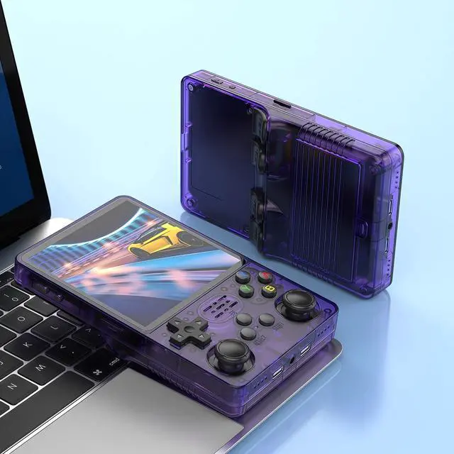 Alt view image 5 of 5 - R36plus Handheld Retro Game Console 4.0-inch IPS Screen,Preloaded with Classic Games,Portable Pocket Video Gaming with Valentine's Card & Premium Gift Box (Purple)