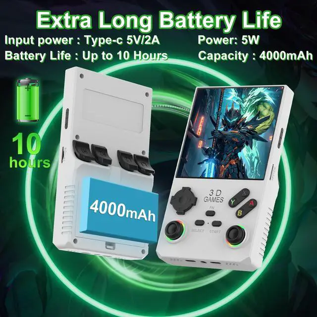 Alt view image 4 of 7 - 2025 New Upgraded V40 Max Handheld Game Console, 40000 Games 4 inch IPS Screen Retro Gaming Console, 256G 4000mAh Portable Mini Pocket Handheld Emulator Gift for Adults