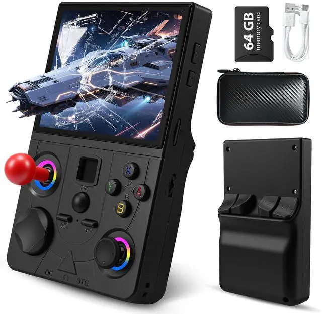 Main image of Retro Handheld Game Console, DC35V Retro Gaming Console 3.5IPS Screen Open Source Linux System Built-in 20000+Classic Games, 20+Emulators, Portable Video Gaming Console with 4000mAh Battery (Black)