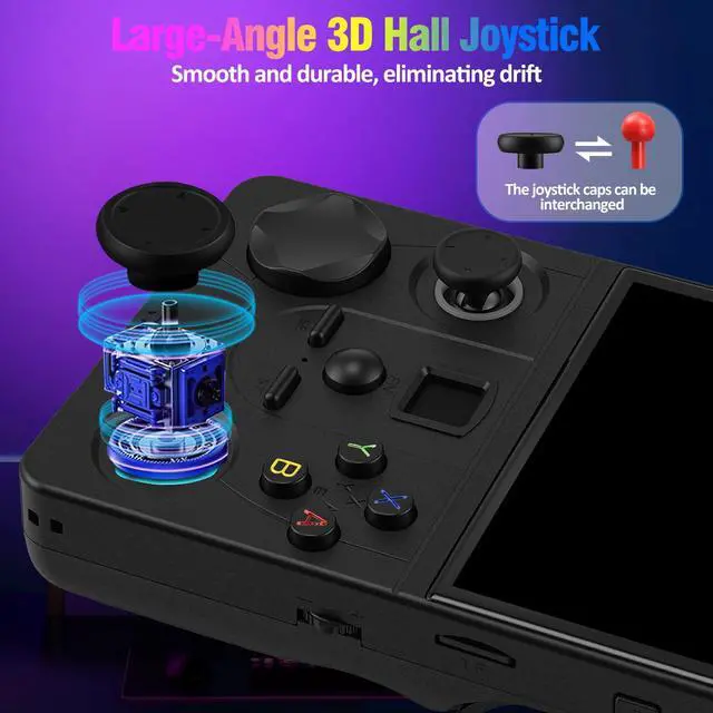 Alt view image 4 of 7 - Retro Handheld Game Console, DC35V Retro Gaming Console 3.5IPS Screen Open Source Linux System Built-in 20000+Classic Games, 20+Emulators, Portable Video Gaming Console with 4000mAh Battery (Black)