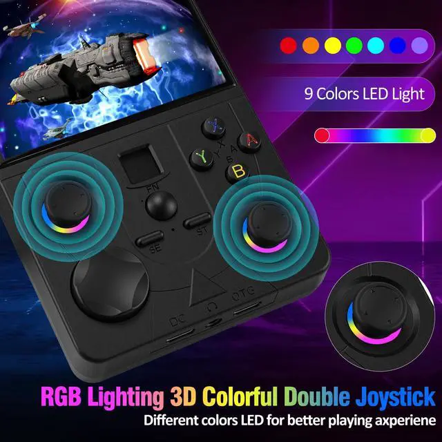 Alt view image 5 of 7 - Retro Handheld Game Console, DC35V Retro Gaming Console 3.5IPS Screen Open Source Linux System Built-in 20000+Classic Games, 20+Emulators, Portable Video Gaming Console with 4000mAh Battery (Black)