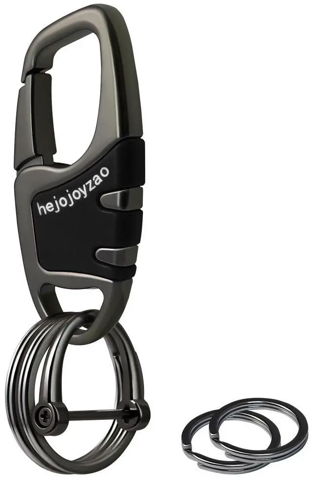 Main image of Keychain with Carabiner Clip, 4 Heavy Duty Key Rings and D Ring for Men's Car Key Fob Holder Fits Belt Loops