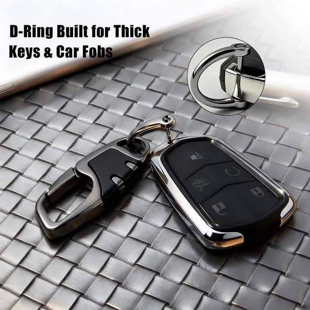 Alt view image 2 of 7 - Keychain with Carabiner Clip, 4 Heavy Duty Key Rings and D Ring for Men's Car Key Fob Holder Fits Belt Loops