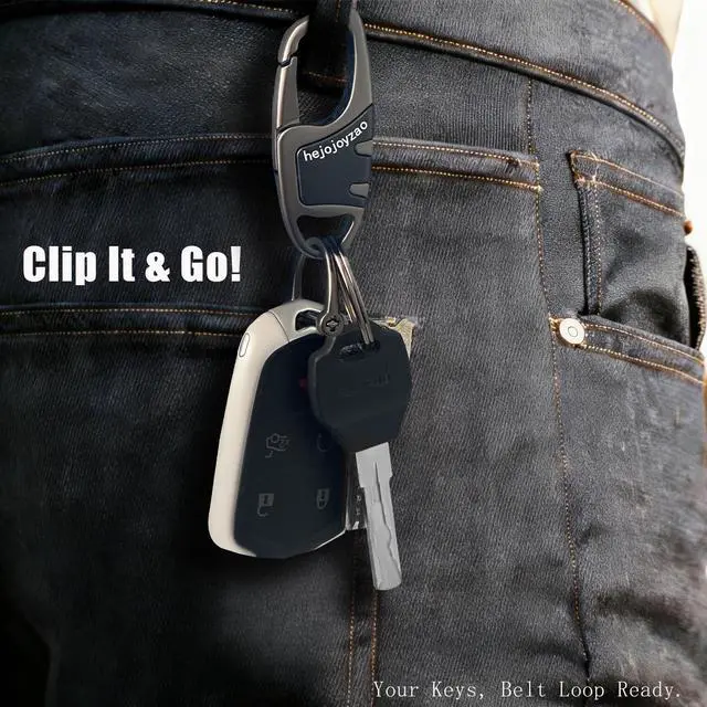 Alt view image 3 of 7 - Keychain with Carabiner Clip, 4 Heavy Duty Key Rings and D Ring for Men's Car Key Fob Holder Fits Belt Loops